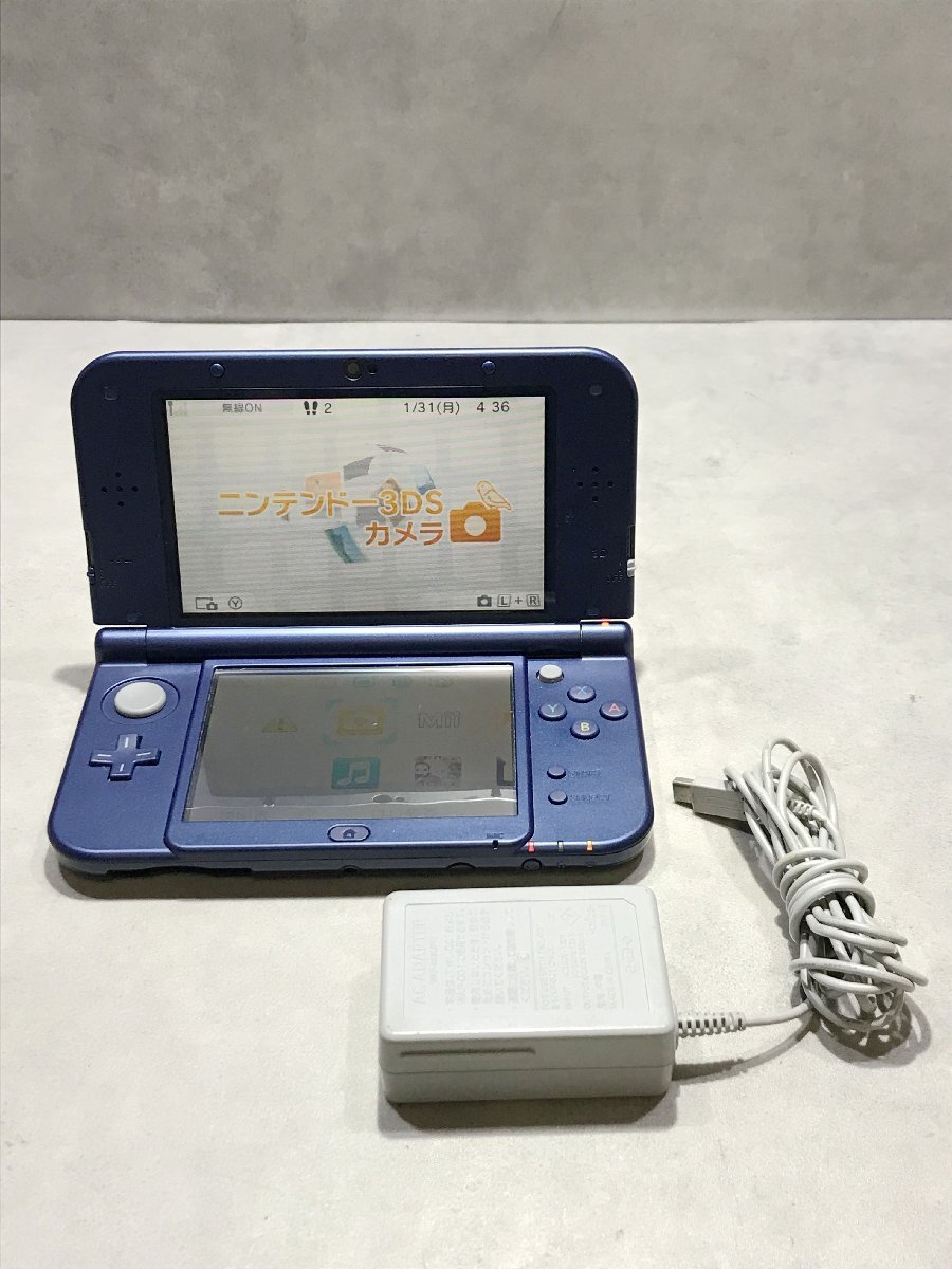 NEW Nintendo 3DS LL【S13040◎】ニンテンドー 任天堂 RED-001 メタリックブルー アダプタ WAP-002 付属 250814拍卖