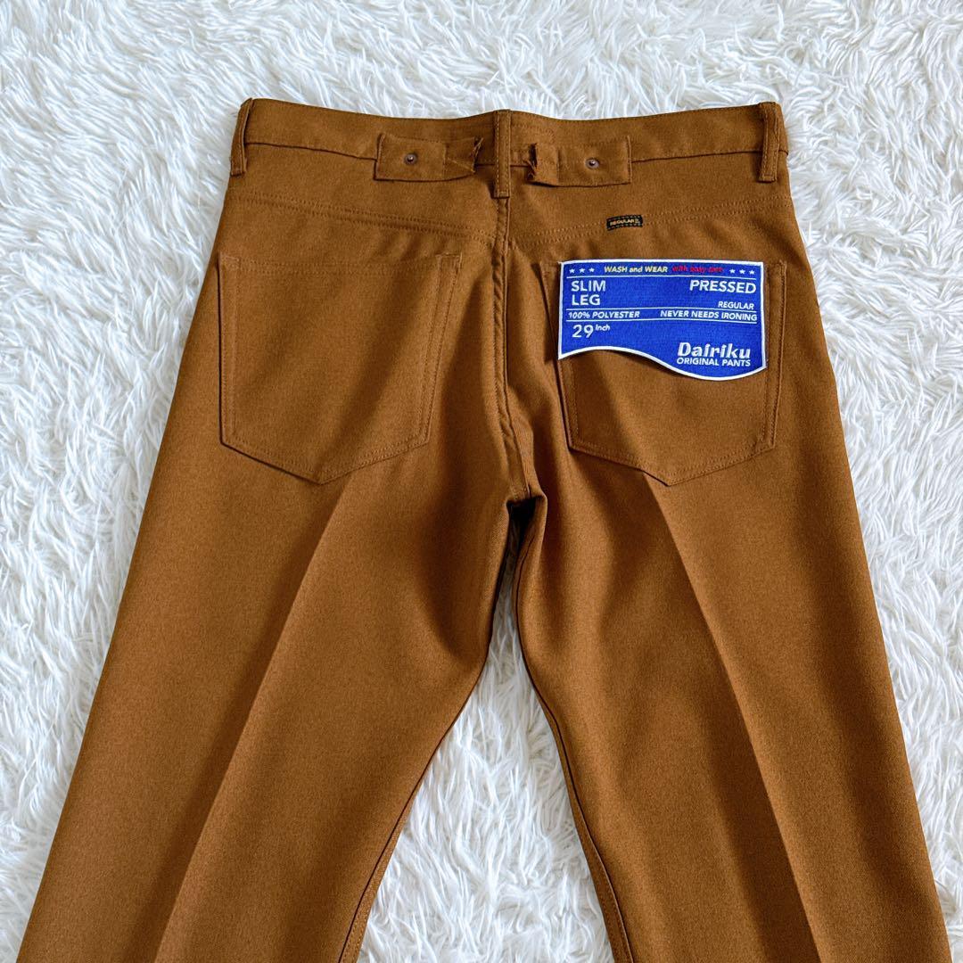 未使用タグ付き DAIRIKU ダイリク スリムフラッシャープレスドパンツ 29サイズ スリムフレアシルエット センタープレス入り ストレッチ素材拍卖