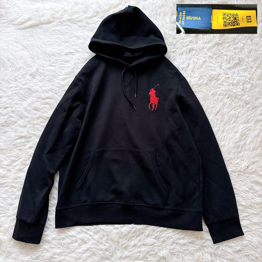 現行QRタグ XLサイズ POLO RALPH LAUREN ポロラルフローレン ビッグポニー刺繍パーカー フーディ 裏起毛 ブラック 黒 秋冬 防寒拍卖