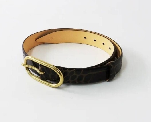 ジェイアンドエムデヴィッドソン J&M DAVIDSON レザー クロコ型押し ベルト 34 85/ブラウン拍卖