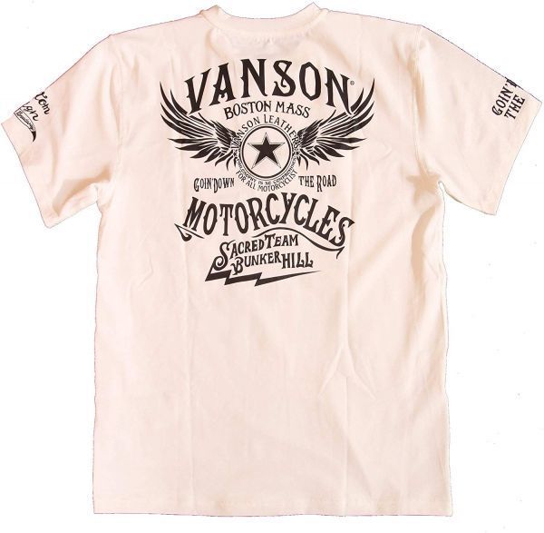 当店別注 VANSON ドライ 半袖Tシャツ ウィング ACV-901 オフホワイト XL 吸水速乾 抗菌防臭 UVカット バンソン ハーレー LL拍卖