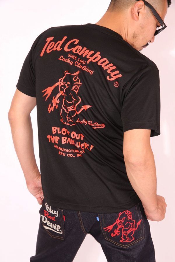テッドマン TEDMAN ドライTシャツ ブラック×レッド【XLサイズ】吸汗速乾 半袖 TDRYT-100 エフ商会 アメカジ メンズ拍卖