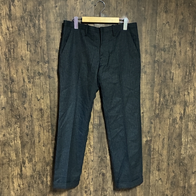C1◇EDIFICE | エディフィス ストライプスラックスパンツ チャコールグレー系 メンズ 46サイズ 中古品拍卖
