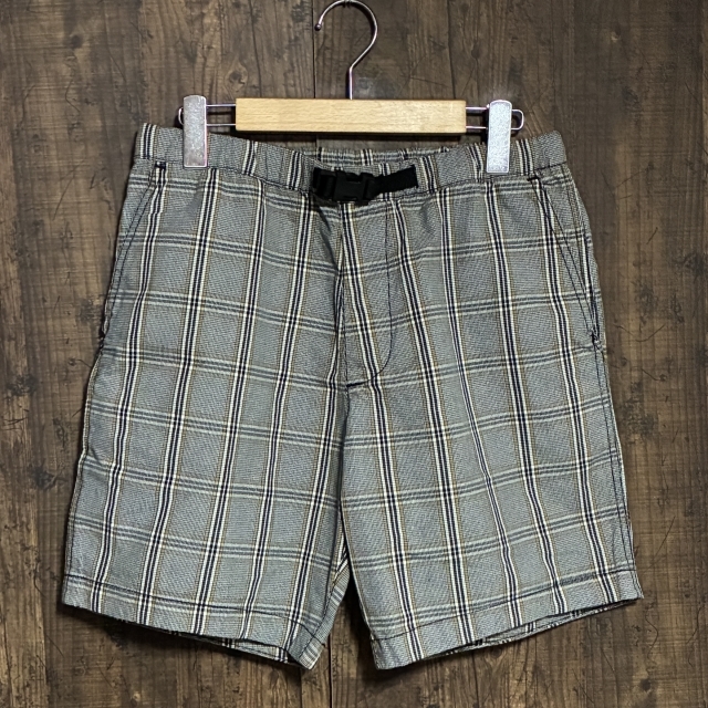 C3◇ABERCROMBIE AND FITCH | アバクロンビーアンドフィッチ チェック柄ショーツ グレー×ネイビー×マスタード メンズ Sサイズ 中古品拍卖