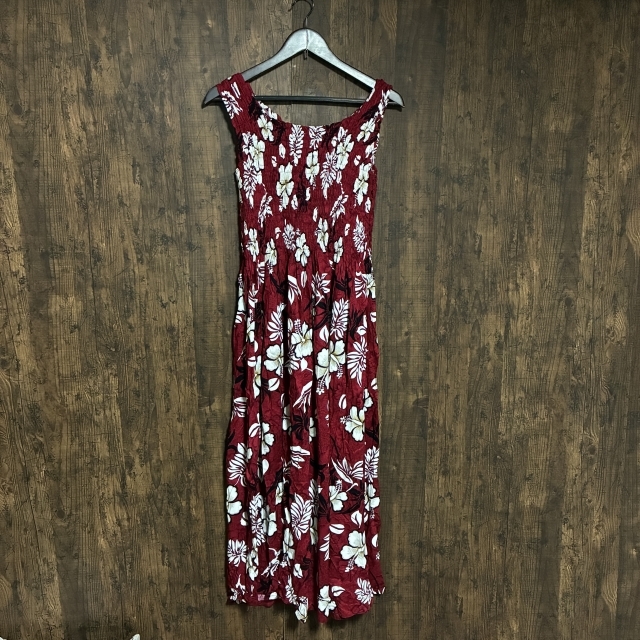 C7◇Touch of Hawaii | タッチオブハワイ ノースリーブロングワンピース レッド×ホワイト×ブラック レディース STNDARDサイズ 中古品拍卖