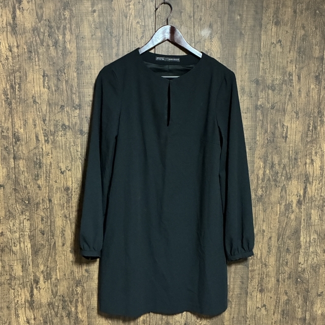 C10◇ZARA BASIC | ザラベーシック 長袖ワンピース ブラック レディース L(USA)サイズ 中古品拍卖