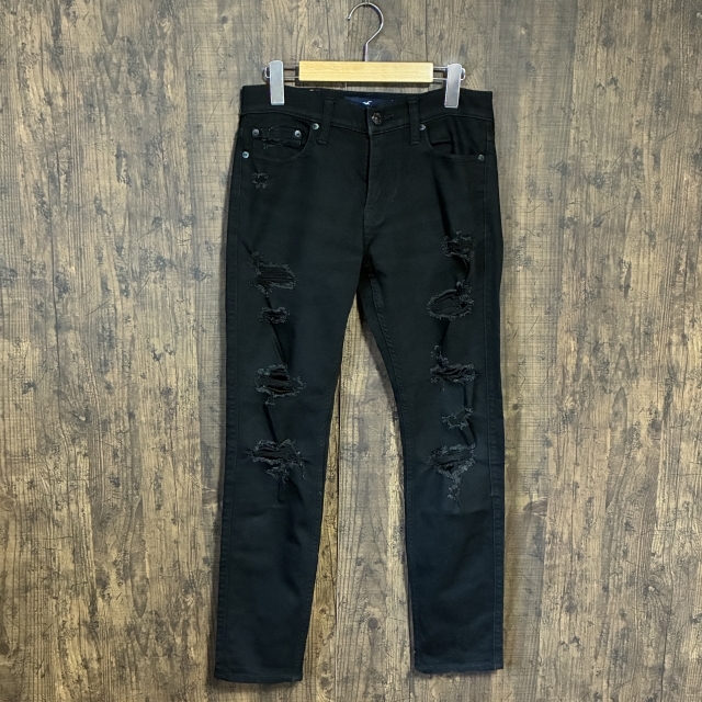 C11◇HOLLISTER | ホリスター ダメージ加工 スキニージーンズ ブラック メンズ 30サイズ 中古品拍卖