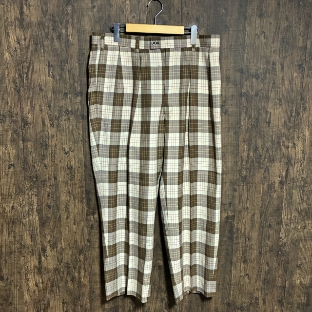 C12◇J.PRESS | ジェイプレス チェック柄スラックスパンツ ブラウン×アイボリー×ピンク メンズ 94サイズ 中古品拍卖