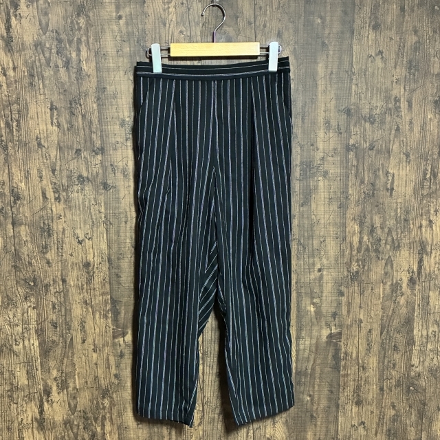 C13◇pink adobe | ピンクアドベ ストライプ柄 テーパードパンツ ブラック×ホワイト レディース Lサイズ 中古品拍卖