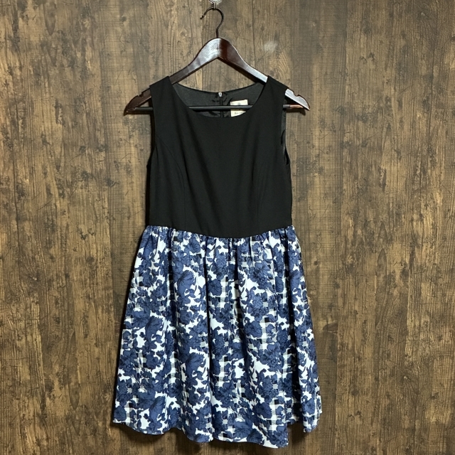 C14◇Bou Jeloud | ブージュルード ノースリーブワンピース ブラック×ホワイト×ネイビー レディース 38サイズ 中古品拍卖