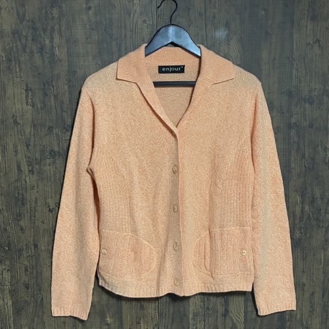 C17◇enjour | アンジュール ニットカーディガン オレンジ系 レディース 38サイズ 中古品拍卖