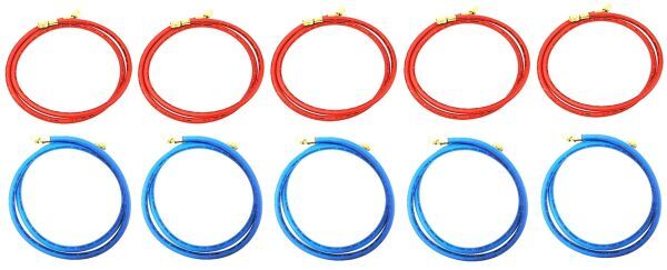 【本州・四国・九州 送料無料】お買い得10本セット(赤5本・青5本)チャージングホース5/16”Fメス(ムシ押付)×5/16”Fメス 150cm拍卖