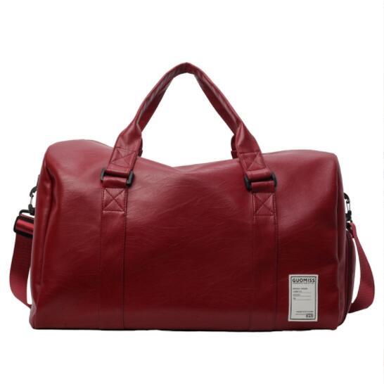 新入荷お色選択可防水PU ボストンバッグ 靴収納 ゴルフ 大容量 フィットネスバッグ レッド拍卖