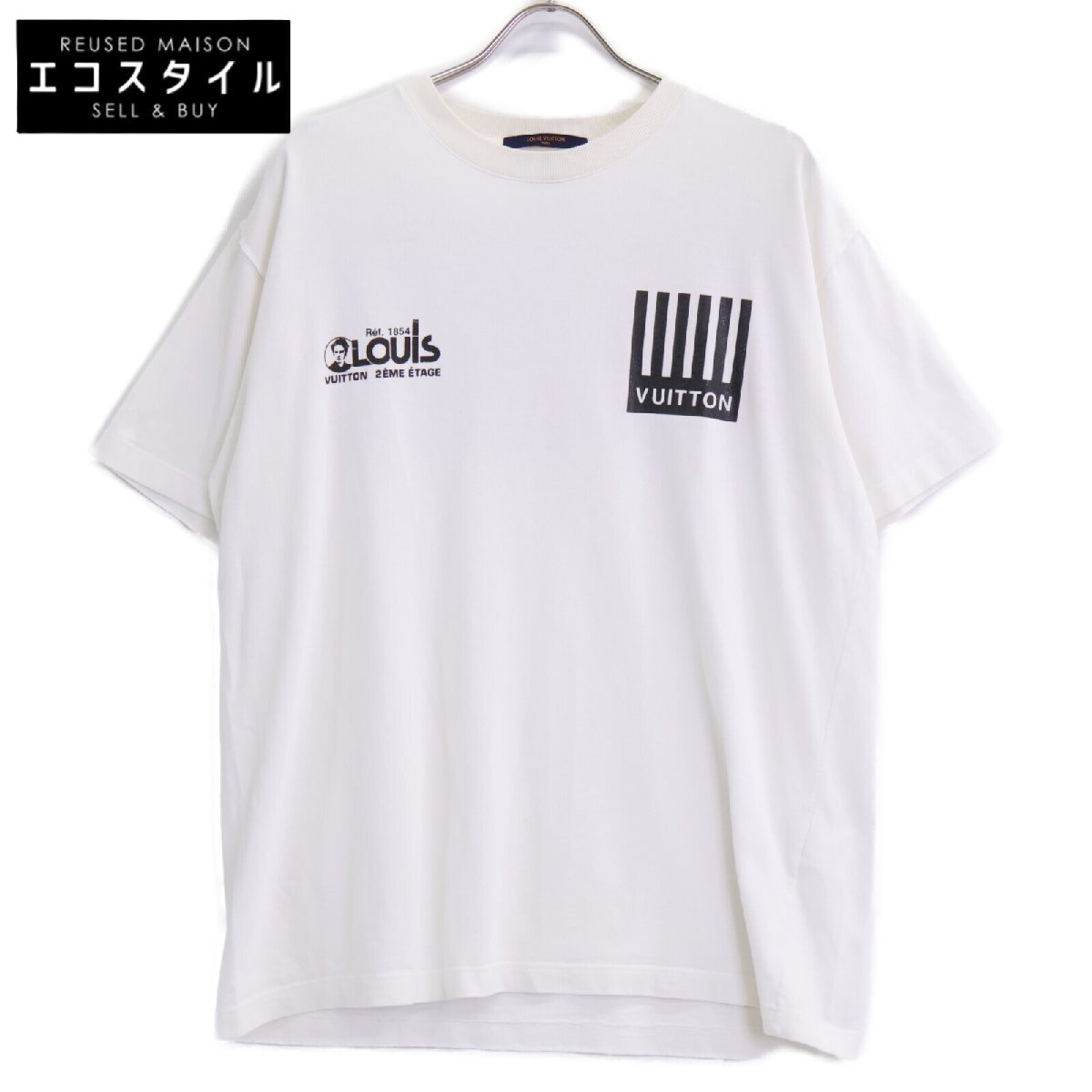 LOUIS VUITTON ルイヴィトン ホワイト RM192M NPL HHY07W マルチロゴプリントTシャツ ホワイト L トップス コットン メンズ 中古拍卖