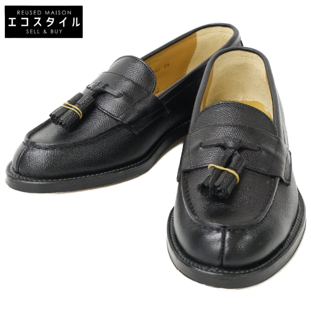 新品同様 REGAL リーガル 2641 グレインレザー タッセル ローファー シューズ 24EE ブラック メンズ拍卖