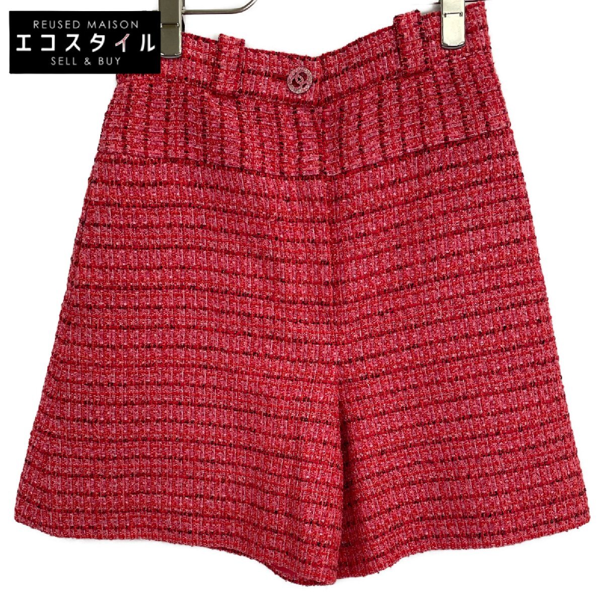 CHANEL シャネル レッド P63260V48641 ツイードショートパンツ レッド 34 ボトムス コットン レディース 中古拍卖