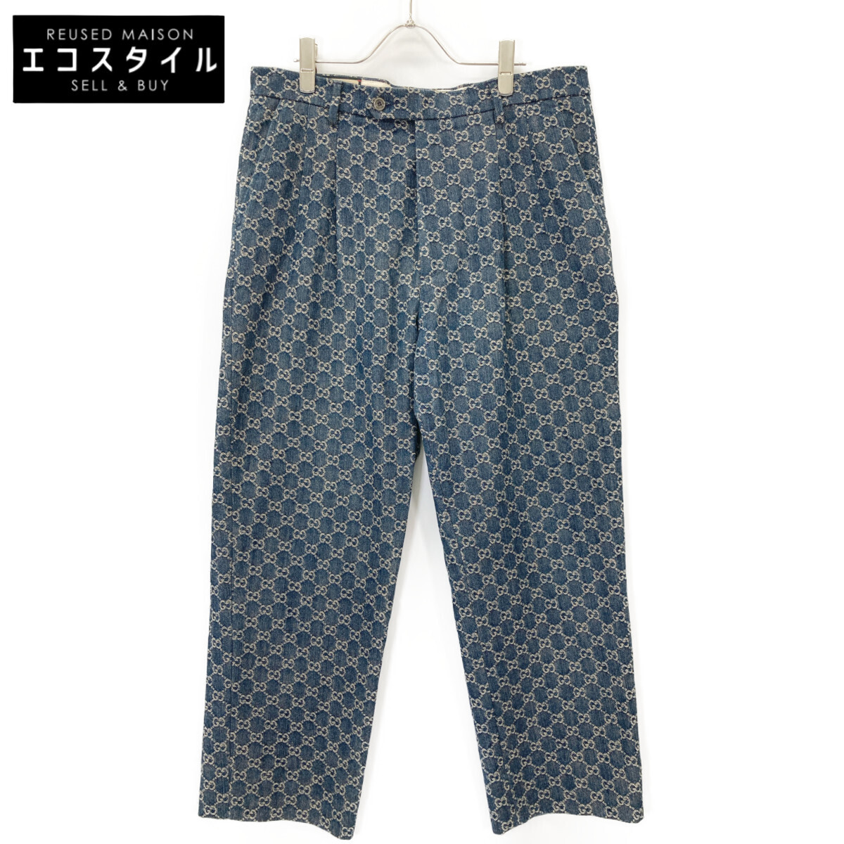 GUCCI グッチ インディゴ 650650 GGジャカード テーパードデニムパンツ インディゴ 50 ボトムス デニム メンズ 中古拍卖