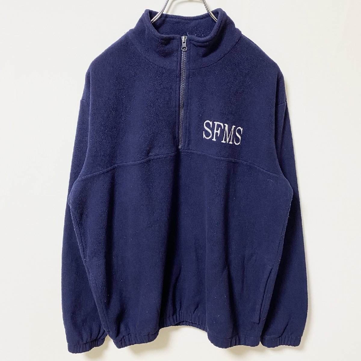 古着 used AUGUSTA 長袖ハイネックフリースジャケット ハーフジップブルゾン ワンポイント刺繍 ネイビー 紺 Mサイズ拍卖