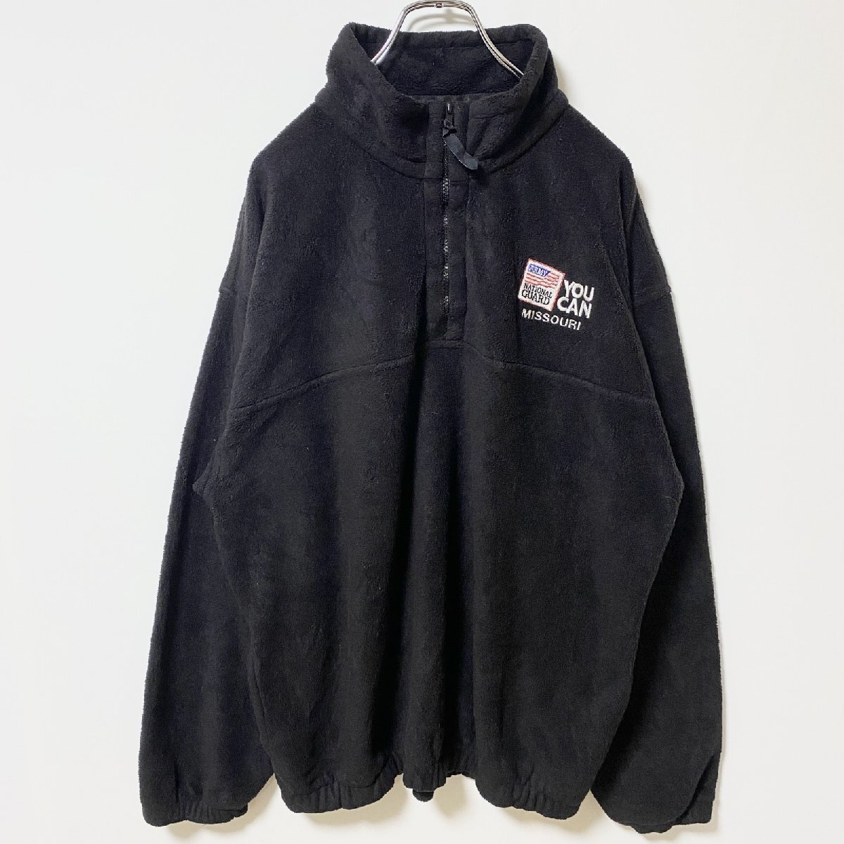 古着 used WESTARK 長袖ハーフジップフリース ブルゾン ワンポイント刺繍 ハイネック 黒 ブラック Lサイズ拍卖