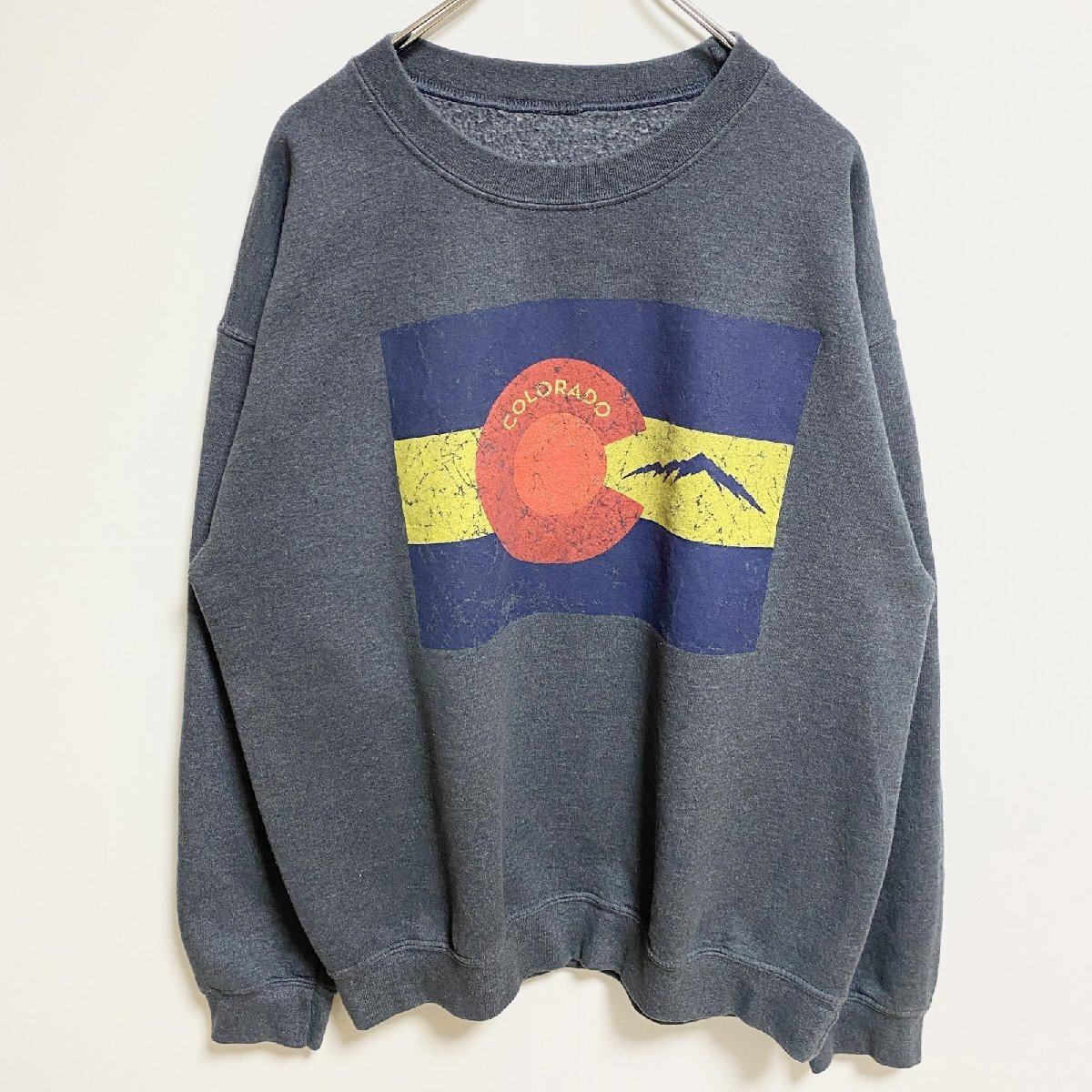 古着 used 長袖デザインプリントスウェット トレーナー COLORADO グレー 灰色 ビックシルエット XLサイズ拍卖