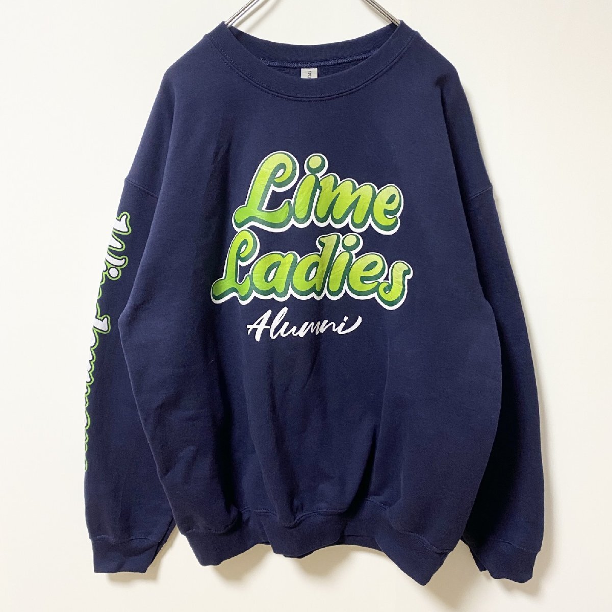 古着 used GILDAN ギルダン 長袖プリントスウェット トレーナー 2024 ネイビー クルーネック Lサイズ拍卖