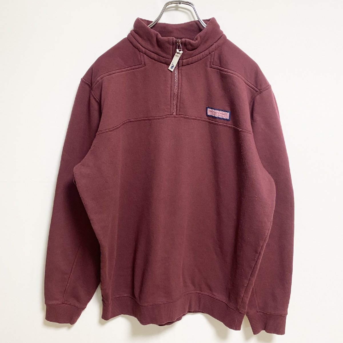 古着 used vineyard vines 長袖ハーフジップワンポイントタグスウェット トレーナー ワインレッド Mサイズ拍卖