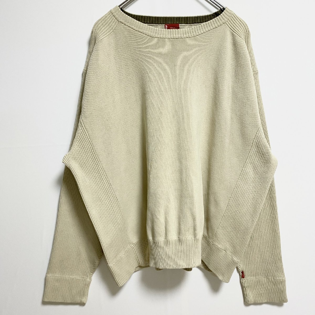 古着 used LEVI’S リーバイス 長袖クルーネックニット セーター ノームコア ベージュ ビッグシルエット 2XLサイズ拍卖