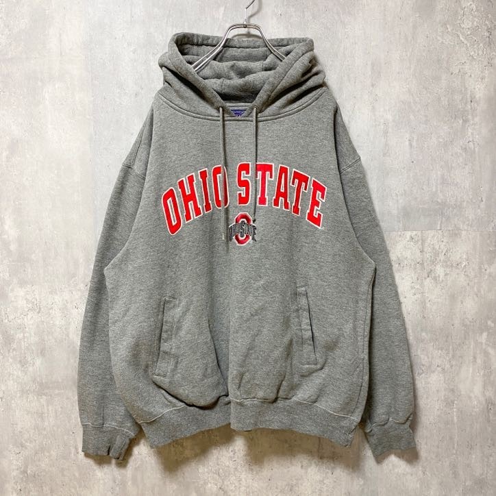 古着 used CHAMPS チャンプス OHIO STATE オハイオ大学 長袖カレッジ刺繍パーカー グレー Lサイズ拍卖