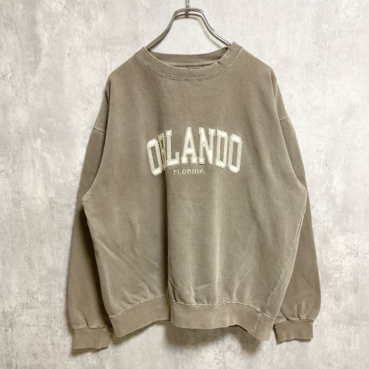 古着 used U.S.Vintage 長袖ロゴワッペンスウェット トレーナー フロリダ州 ライトブラウン Lサイズ拍卖