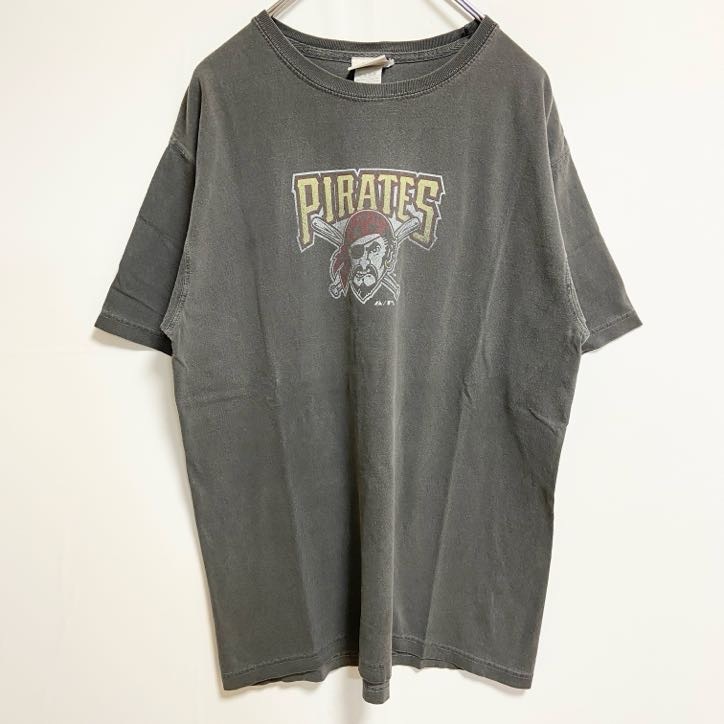 古着 used MLB メジャーリーグ ピッツバーグ・パイレーツ 半袖プリントTシャツ クルーネック ドクロ グレー Mサイズ拍卖