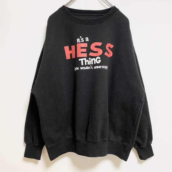 古着 used 長袖ロゴプリントスウェット トレーナー クルーネック アルファベット 黒 ブラック レトロデザイン 秋冬服拍卖