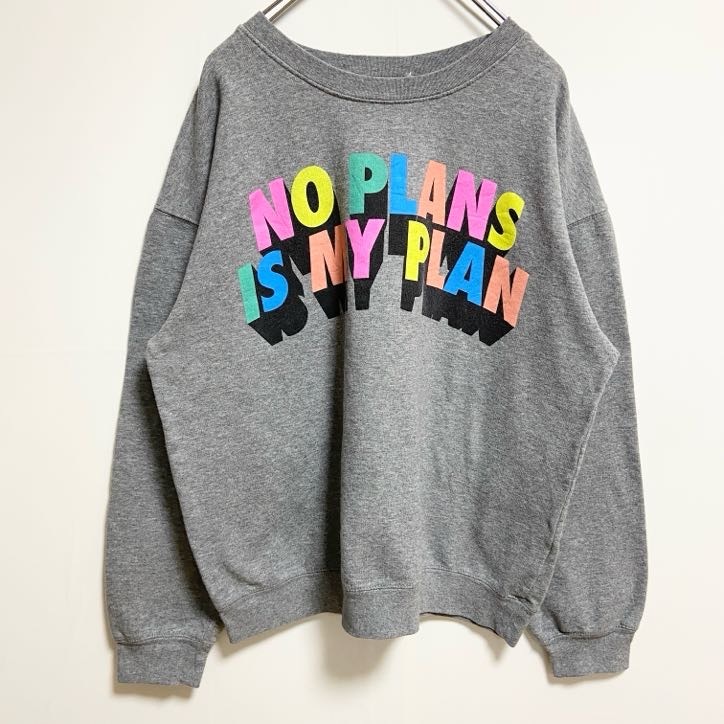 古着 used 長袖ロゴプリントスウェット トレーナー クルーネック アルファベット グレー レトロデザイン 秋冬服拍卖