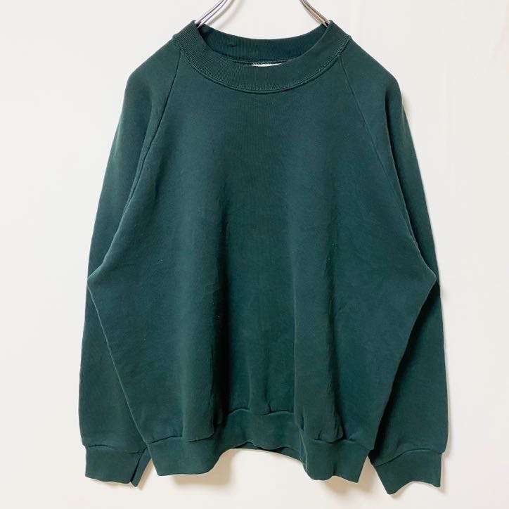 古着 used FRUIT OF THE LOOM 長袖ラグランスリーブ無地スウェット トレーナー 90s ノームコア Lサイズ拍卖