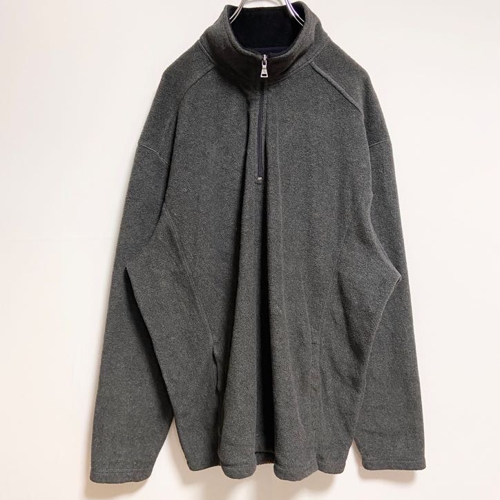 古着 used STJOHNSBAY 長袖ハーフジップフリースジャケット ハイネックアウター グレー ビッグシルエット XLサイズ拍卖
