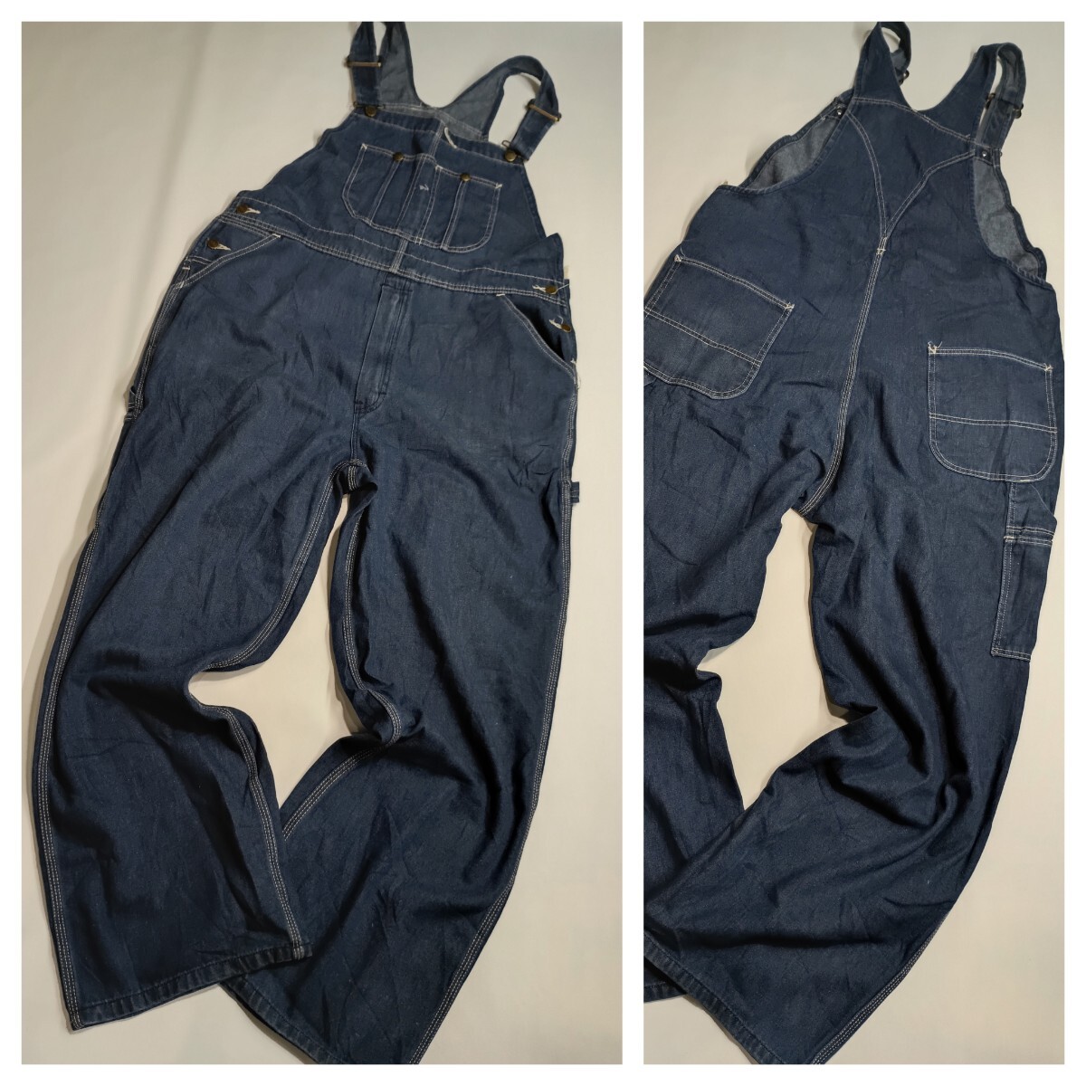 ヴィンテージ SEARS ROEBUCKS シアーズ ローバックス 濃い色デニム オーバーオール サロペット つなぎ W42×30 約108cm拍卖