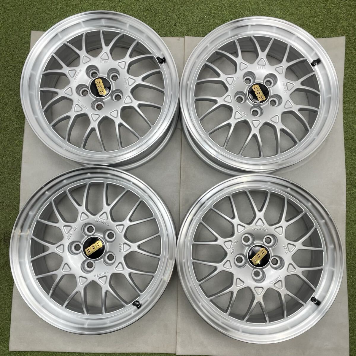 【1088】★ディスク面クリア塗装済み★16インチ BBS 16×6.5JJ ET55 PCD100 5穴 ハブ径56 中古アルミホイール4本拍卖