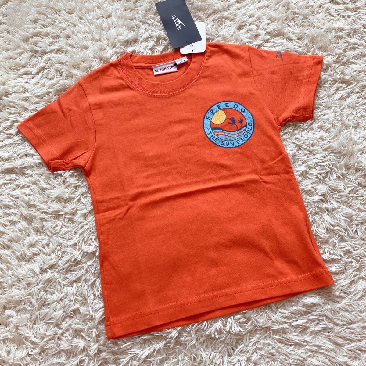 新品 未使用 SPEEDO スピード ジュニア 半袖 Tシャツ オレンジ 110cm 水泳 橙色 ユニセックス ボーイズ ガールズ 子供 シャツ 水泳拍卖