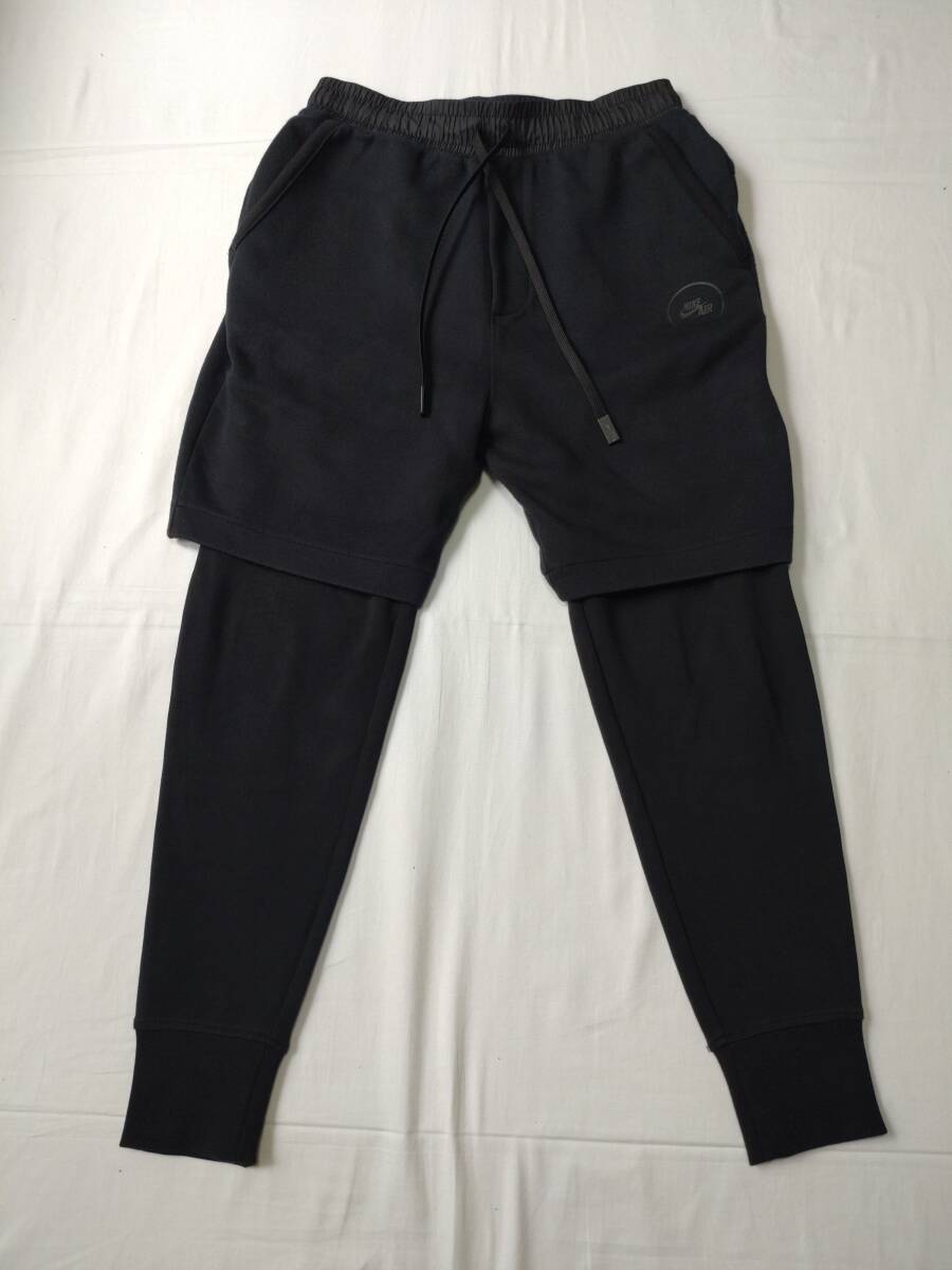 NIKE AIR ナイキ エア ショートパンツ レギンス 2IN1 タイツ ミッドナイトフォグ スウェット ロングパンツ size S ブラック 美品 857492拍卖