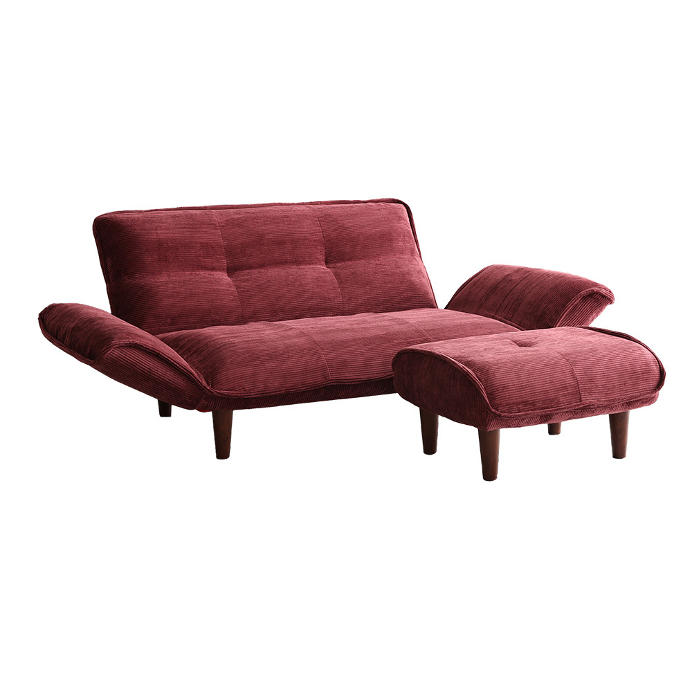 肌触りが良いコーデュロイソファ 2人掛け オットマンセット【Qooliss-クーリス-】SH-07-CDS-S-RD レッド拍卖