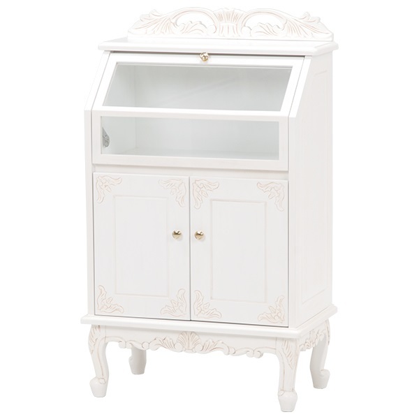 ヴィオレッタシリーズ ガラスキャビネット(アンティークホワイト) RCC-1798AW拍卖