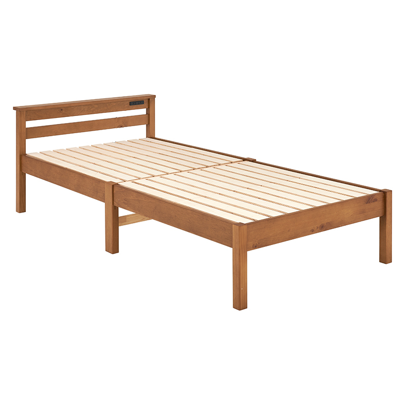 組立簡単 宮棚付きシングルベッド MB-5151SLBR ライトブラウン拍卖