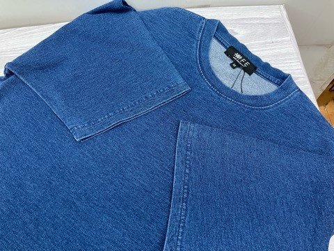 半袖Tシャツ 薄手半袖スウェット ミニ裏パイル オーバーサイズ L インディゴブルー38 MATE FIAST ENCOUNT★未使用格安!拍卖