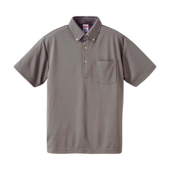 ★送料割引!ポロシャツ ゴルフシャツ ボタンダウン ドライ系裏メッシュ 高通気 吸水速乾 XL グレィ UNITED ATHLE★未使用格安!拍卖