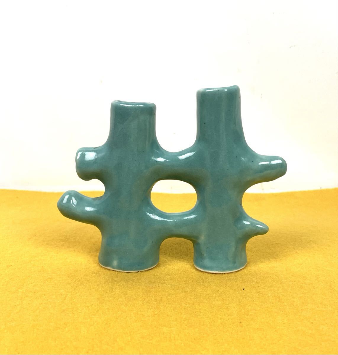 ●希少 Japanese Modern Vase TOYO ジャパニーズモダン フラワーベース 花瓶 花器 一輪挿し 変形 ミッドセンチュリー 陶器 北欧 和モダン●拍卖