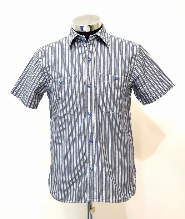 HOUSTON (ヒューストン) Chambray Work Shirts シャンブレーワークシャツ 半袖 S/S ストライプ STRIPE Military ミリタリー M 定番 40198 拍卖