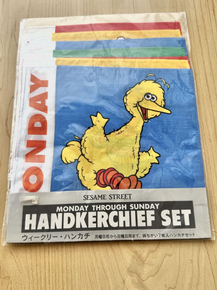 Sesame Street セサミストリート ウィークリーハンカチ 7枚セット 日本製 レトロ キャラグッズ 未使用品拍卖