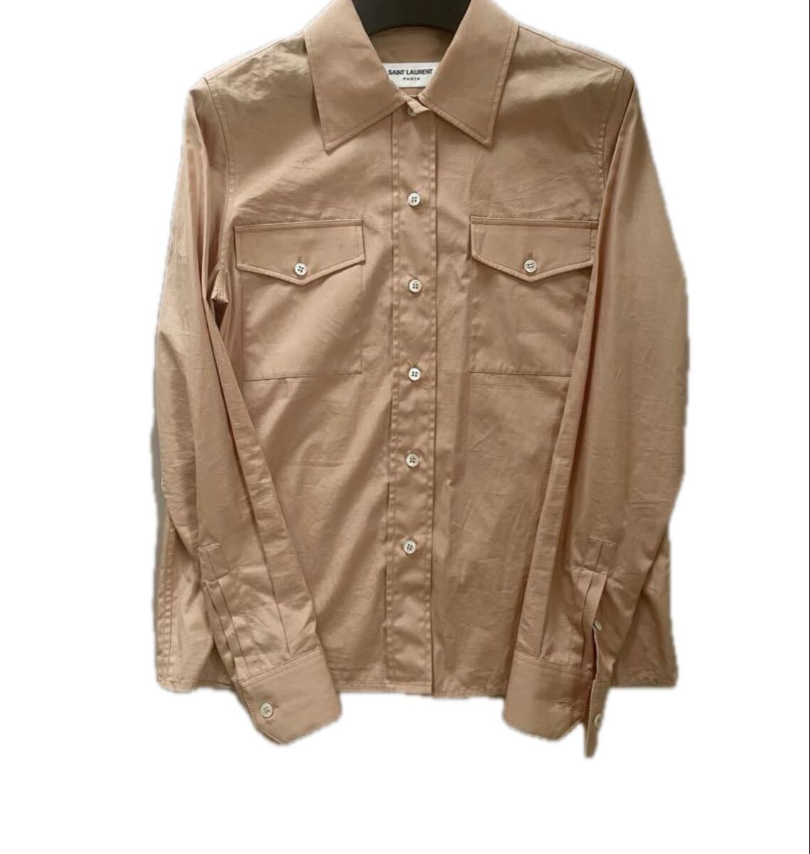 SAINT LAURENT サンローラン ベージュ シャツ ブラウス 38 M 長袖 シャツ ウエスタンシャツ レディース拍卖