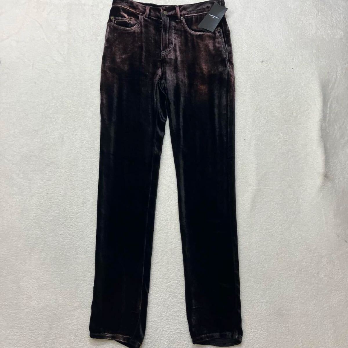 新品タグ付きSaint Laurent サンローランパリ ベロア パンツ スラックス スキニー ボトムス ベルベット拍卖