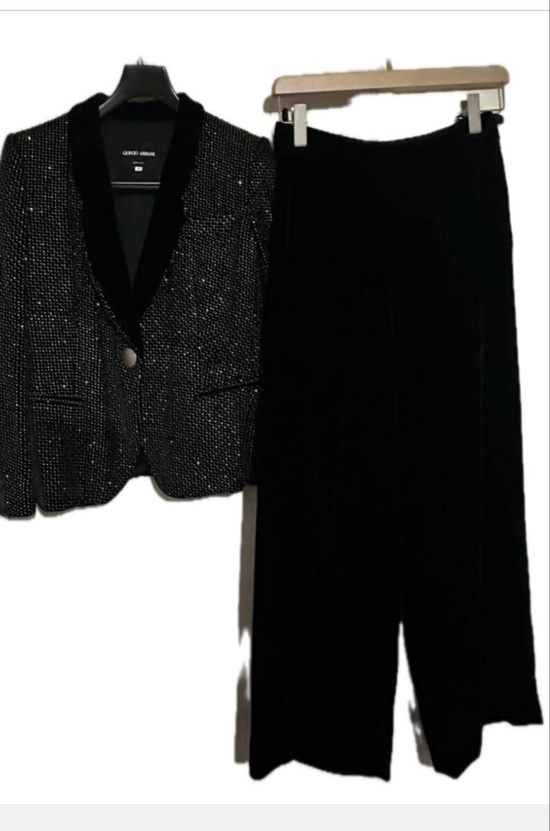 GIORGIO ARMANI ジョルジオアルマーニ ベロア ユニセックス スーツ ベルベット メンズ レディース セットアップ テーラードジャケット拍卖