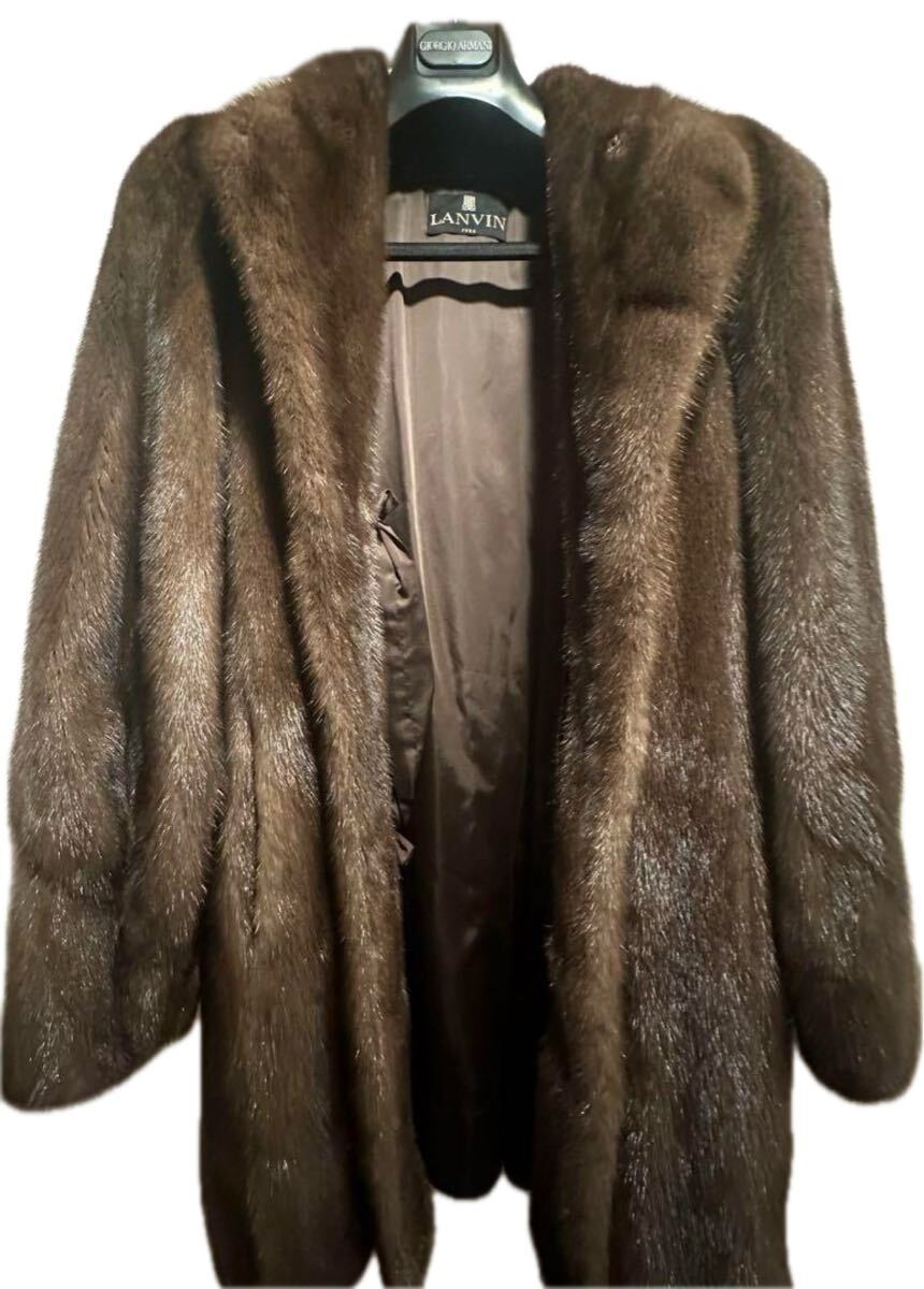 LANVINランバン ミンク ファーコート 毛皮 コート 最高級 ブラウン リアルファー メンズ レディース拍卖